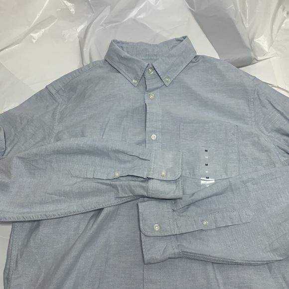 MEN’S Gap Blue Standard Fit Stretch Button Down Shirt Size Medium NWT - Picture 1 of 5